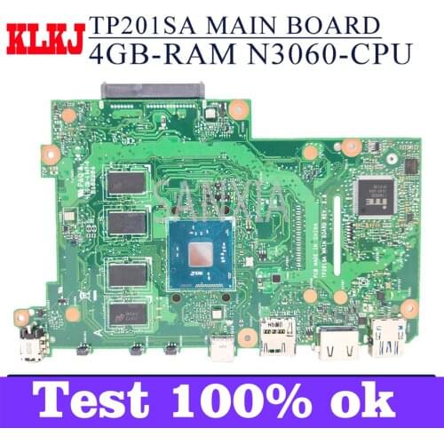 KLKJ TP201SA Laptop Motherboard For ASUS TP201SA Original Mainboard 4GB-RAM N3060-CPU