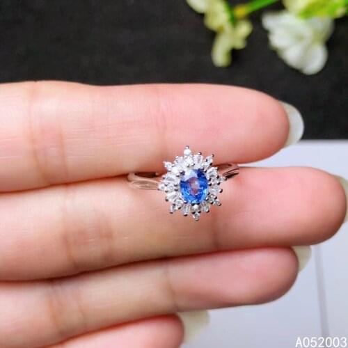 KJJEAXCMY fine jewelry 925 sterling silver inlaid natural sapphire new Female ring luxury Support Detection