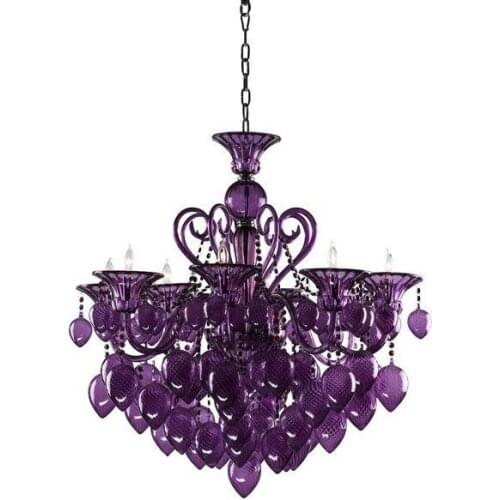 Bella Vetro 8-Lights 36" Aqua Blown Glass Chianti Chandelier, Blue,Purple,Red,Black Pendant lamps