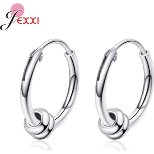 Fashion 925 Sterling Silver Simple Round Earring Hoops Women Girls Punk Style Jewelry Accessories For Birthday Party