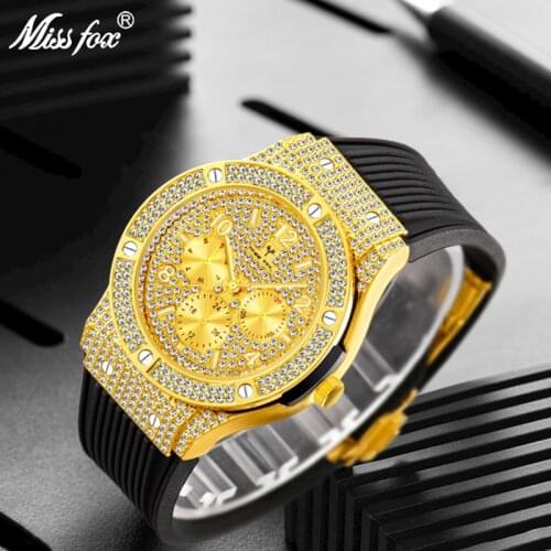 MISSFOX Relogio Masculino Mens Watch Fashion Luxury Business Mens Watches High-quality Rubber Strap Male Clock Reloj Hombre