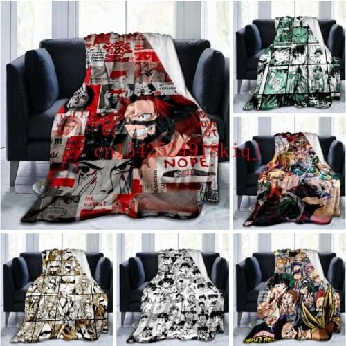 3D Printing Japan Anime Soft Flannel Blanket My Hero Academia Blanket Cartoon Blanket Plush Decoration Bed Home Sofa Blankets