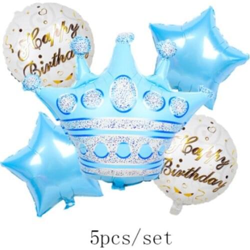 Childrens Birthday One Year Party Crown Set Aluminum Balloon