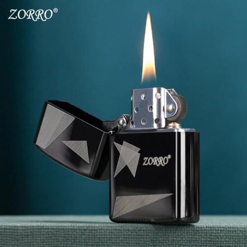 New Zorro Black Ice Classic Kerosene Windproof Geometric Gasoline Lighter Retro Cigarettes Mens Smoking Gadgets Gift