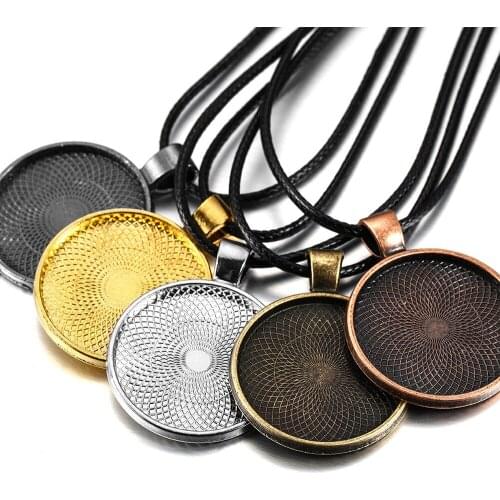 25mm Round Pendant Bottom Support DIY Retro Alloy Jewelry Accessories Time Gem Alloy Jewelry Pendant Pendant 5pcs/set C