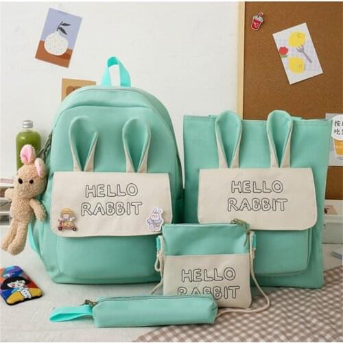 5 Piece Set Casual School Backpacks For Teenage Girls Women Fashion Oxford Fabric Travel Bookbags Teen Student Shoulder Bag