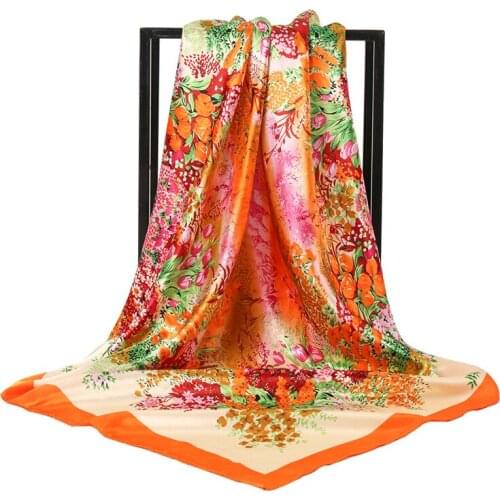 Luxury Brand Silk Square Scarf Fashion Hair Neck Scarves Shawl and Wraps Big Hijab Print Lady Designer Cover Headkerchief Summer
