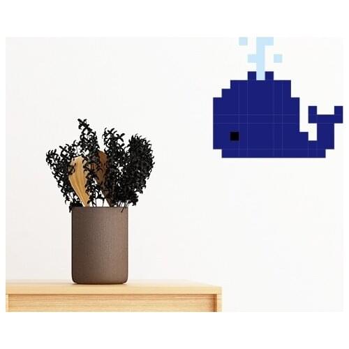 Summer Sail Blue Whale Pixel Removable Wall Sticker Art Decals Mural DIY Wallpaper for Room Decal