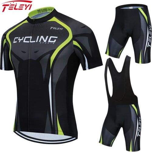 Teleyi 2021 Summer Bike Team Cycling Jersey Set Men Short Mountain Clothing Ropa Ciclismo Quick Dry Road Bicycle Wear Clothes