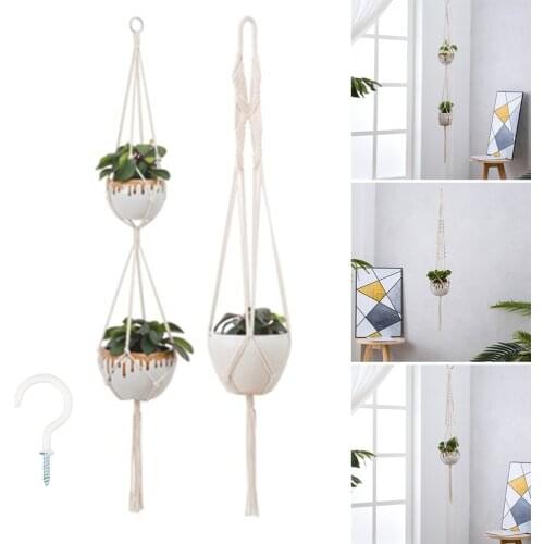 Plant Hanger Indoor Outdoor Hanging Planter Basket Rope Decorative Flower Pot Holder Garden Decor