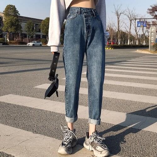 Weekeep Fashion Streetwear Women Jeans 90s Irregular High Waist Denim Pants Women Straight Trousers Casual Punk Cargo Jean Pants
