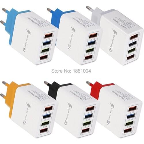 200pcs/lot EU US Plug 4 usb Ports Quick Charger QC 3.0 USB Charger For iphone Samsung Fast QC3.0 Charger
