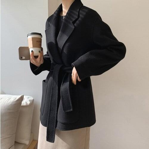 Womens jackets faux double-sided cashmere coats womens short autumn and winter new style ladies woolen coats