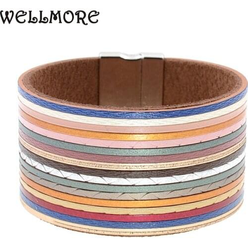 WELLMORE women bracelets multicolor leather bracelets charm bracelets for women jewelry wholesale drop shipping