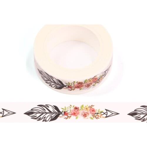 1PC 15MM*10M Valentine Love Arrow Follows Leaves Decorative Washi Tape DIY Scrapbooking Masking Tape School Office Supply