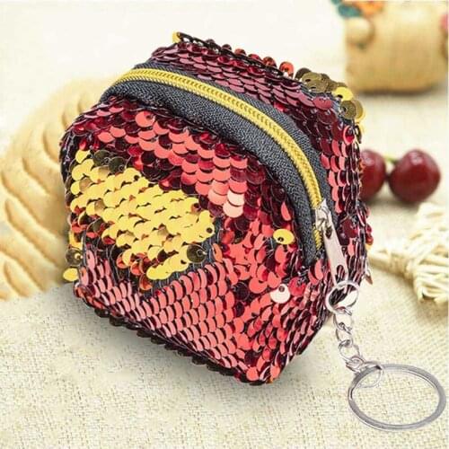 1 PC Mini Sequined Square Coin Purse Women Girl Lovely PU Leather Coin Packet Coin Purse Money Key Bag Dropship New Arrival