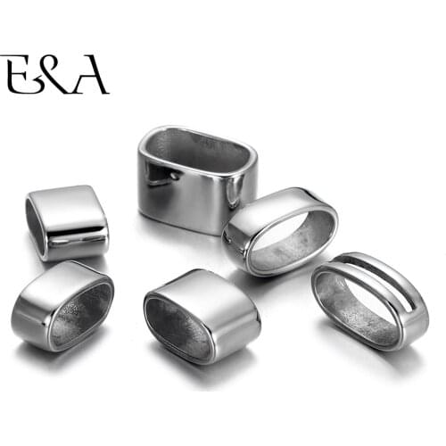 10pcs 316L Stainless Steel Large Hole Spacer Beads for Leather Cord Bracelet DIY Jewelry Making Men Slide Charms Accessories