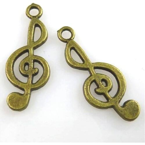 20pcs Charms 26*10mm Musical Note Antique Bronze Color Charms Pendant For Jewelry Making 10453
