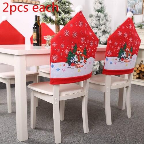 2020 sale 4pcs new Christmas ornament printing old man snowman chair cover snowflake stool chair cover back to dress up