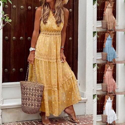 2021 Women Summer Dresses Sleeveless Deep V Sweat Absorbent Trendy Long Plus Size Dress