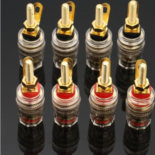 8pcs 42mm Gold Plated Speaker Terminal Binding Post Amplifier Connector Fit For Banana Plug Socket Speaker