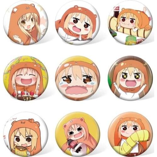 9 PCS/LOT Anime Himouto! Umaru-chan BadgeToys Himouto Umaru chan Figure Model Doll Pins Brooch For Cosplay Props Co;;ection
