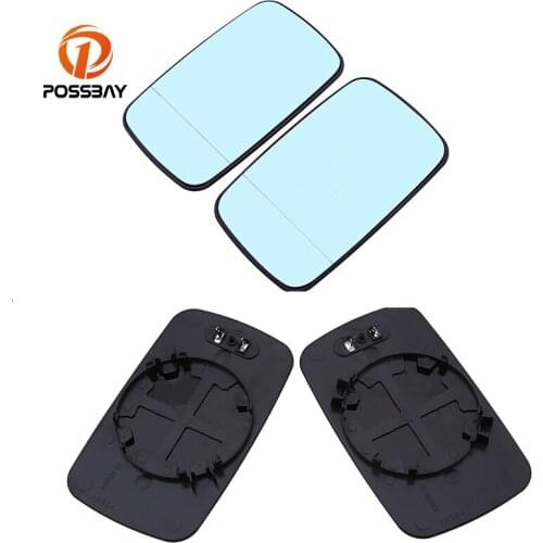 POSSBAY Auto Car Left/Right Side Heated Rearview Wing Mirror Glass For BMW E46 4 Door 1998-2006 Blue Mirror Lens Coche Espejo