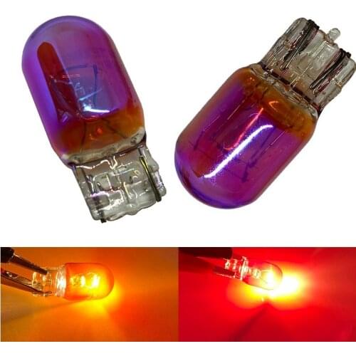 Car T20 7440 7443 21/5W Amber Red chrome Glass halogen lamps WY21W W21W Brake Bulbs Stop Light Side light Turn Signal Lamp 12v