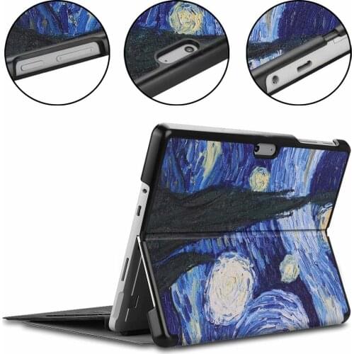 Pencil Holder Cover for Microsoft Surface Go 10 Inch Tablet Can Work with Keyboard Protective Shell PU Leather Stand Case+pen