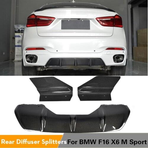 Rear Bumper Diffuser Lip Spoiler with Side Splitters for BMW F16 X6 M Sport 2015 - 2017 Carbon Fiber Car Accessories