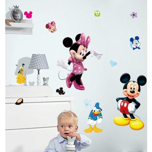 Disney Mickey Minnie Mouse Baby Wall Stickers For Kids Room Baby Bedroom Accessories Art Amusement Park DIY Poster Home Decal