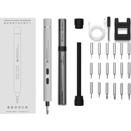 Electric Screwdriver 18 Screwdriver Bits Gray White USB Charging Precision Mini Electric Cordless Magnetic Screw Driver Repair