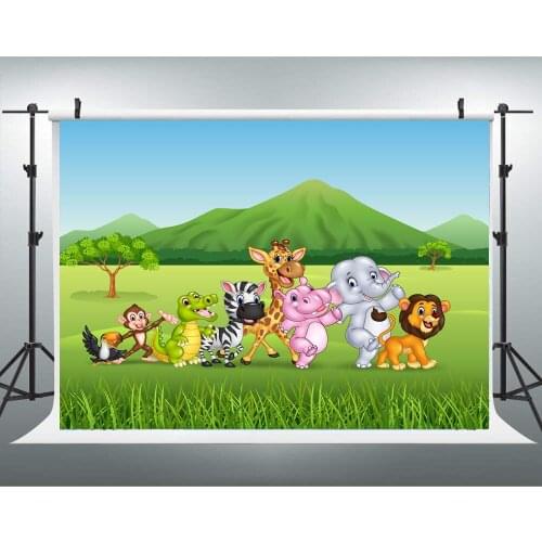 Zoo background 7x5children photography background lion monkey elephant zebra giraffe crocodile newborn birthday party decoration