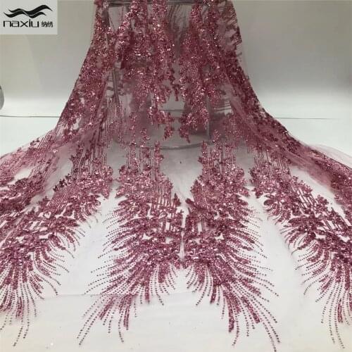 Madison French Lace Fabric 2021 High Quality Lace African Lace Fabric With Sequins For Nigerian Party Dress Sewing