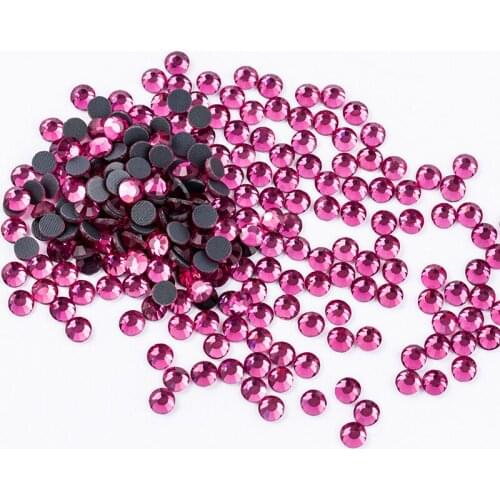 Fuchsia Hotfix Rhinestones Flatback Glass Strass Iron On Crystal DMC SS4-SS30 high quality Hot fix Rhinestone For Fabric Garment