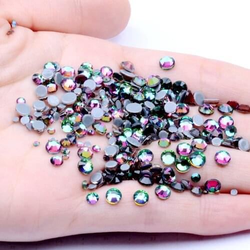 Hotfix Green Rainbow SS3-SS30 And Mixed Sizes Hotfix Glass Rhinestones For Flatback DIY Crafts Clothes Shoes Nail Decorations