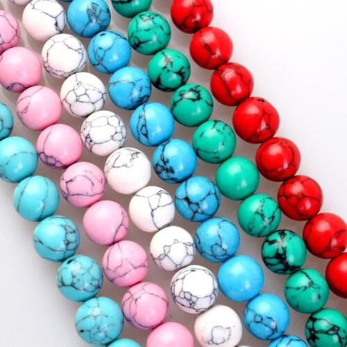 Stone Beads White Green Pink Blue Turquoises Loose Stone Beads For Jewelry Making DIY Bracelet Necklace Pick Size 4 6 8 10 12mm