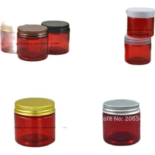 50G red plastic PET bottle/pot/jar with few color lid for essence/cream/mask/moisturizer/gel/wax/body scrub cosmetic packing