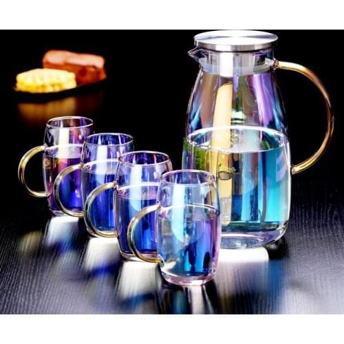 Colorful water kettle cooling kettle explosion proof high temperature resistant glass teapot household large capacity tea set