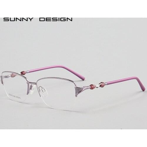 Fashion Brick Metal Glasses Half Frame Can Be Equipped with Anti-Blue Light Glasses
