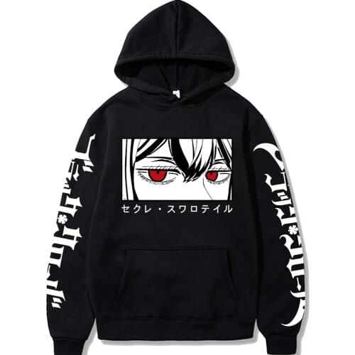Japanese Anime Black Clover Eyes Hoodies Men Funny Long Sleeve Sweatshirts Male
