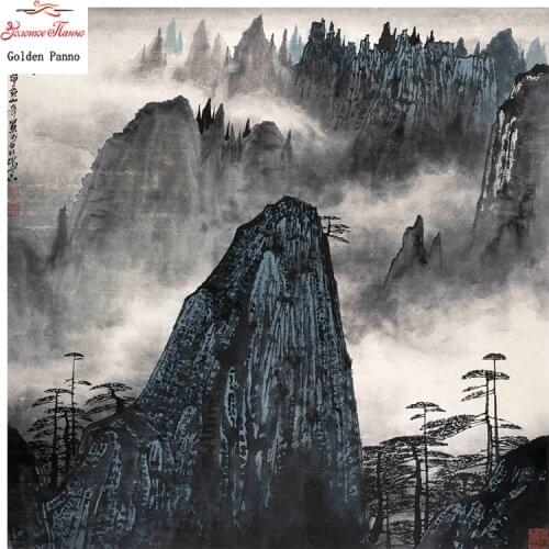 Golden Panno,Needlework,DIY DMC Cross stitch,Sets For Embroidery kit 14ct unprinted Mountain Cross-Stitching,christmas gifts1226