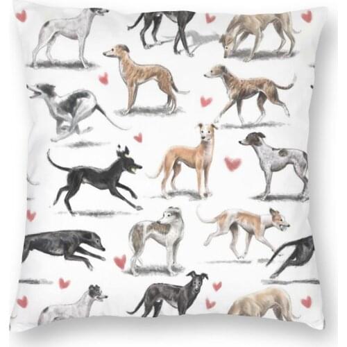 Greyhounds Dog Pillow Cover Home Decor Italian Sihthound Cushion Cover Throw Pillow for Home Polyester Double-sided Printing