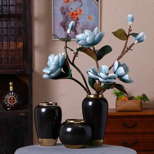 New Chinese Ceramic Crafts Set Creative Home Living Room Soft Decoration Vase Three-piece Set Customization