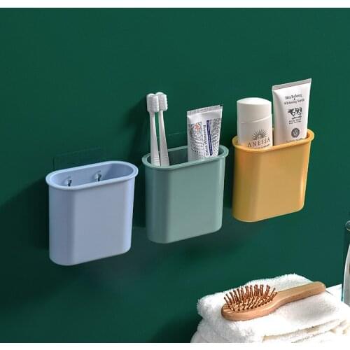 Punch-Free Wall-Mounted Bathroom Storage Box Toothbrush Tube Toothpaste Rack