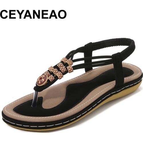 CEYANEAO Fashion 2021 Summer Ladies Flip-Flops Sandals Buckle Strap Flat Womens Platform Gladiator Open Toe Roman Street Shoes