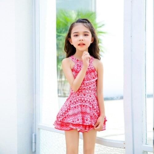 Girls Swimsuit One Piece Swimsuit Bathing Suit Kids Ruffle Style Childrens Swimwear for Girls Bikini-Sets Baby Bath Tub 6-16Y