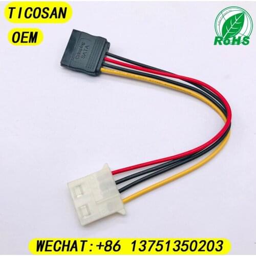 TICOSAN 5PCS 15CM 15pin 15P Sata Serial ATA FMale to Molex IDE 4 Pin Female M-F Hard Drive Adapter Power Cable Line Power