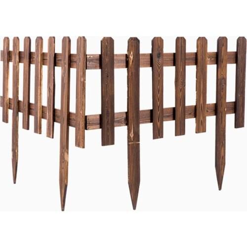 6pcs Outdoor Anticorrosive Wood Fence Carbonized Garden Solid Wood Fence Lawn Edge-inserted Fence Garden Park Fence