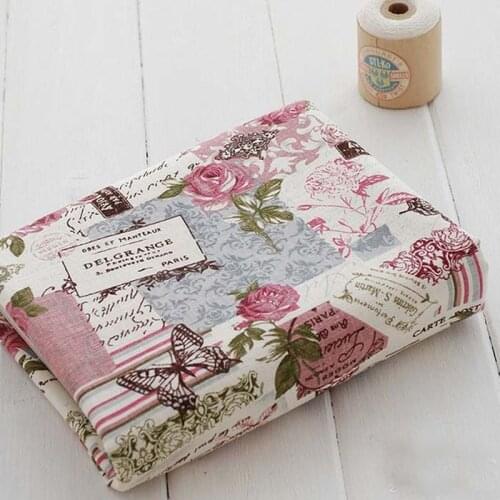 145cm Width Zakka Linen Flower & Butterfly Linen Fabric Fat Quarter Bundle Vintage Quilting Patchwork Tilda Fbric sewing crafts